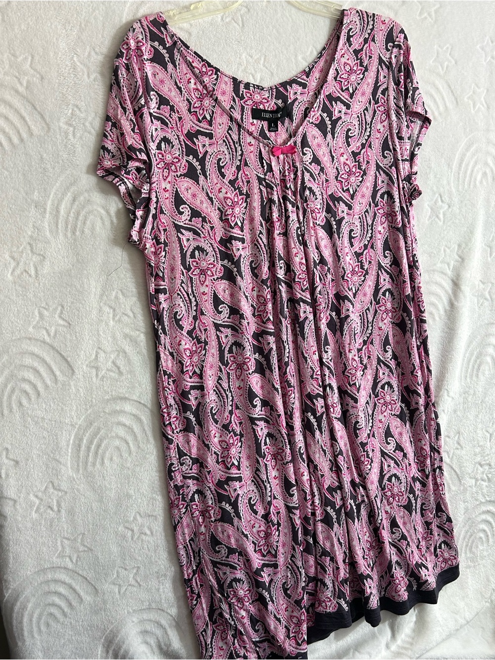 Ellen Tracy Pink & Black Paisley Short Sleeve Tunic